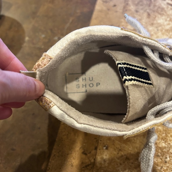 White and Gold High-Top Sneakers - Picture 9 of 10